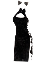 Weisgirl Sexy Hollow-out Cos Chinese-style High-slit Cheongsam Catwoman Uniform - Halloweez